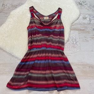 Free People Mesh Striped Multi Color Babydoll Tank Top